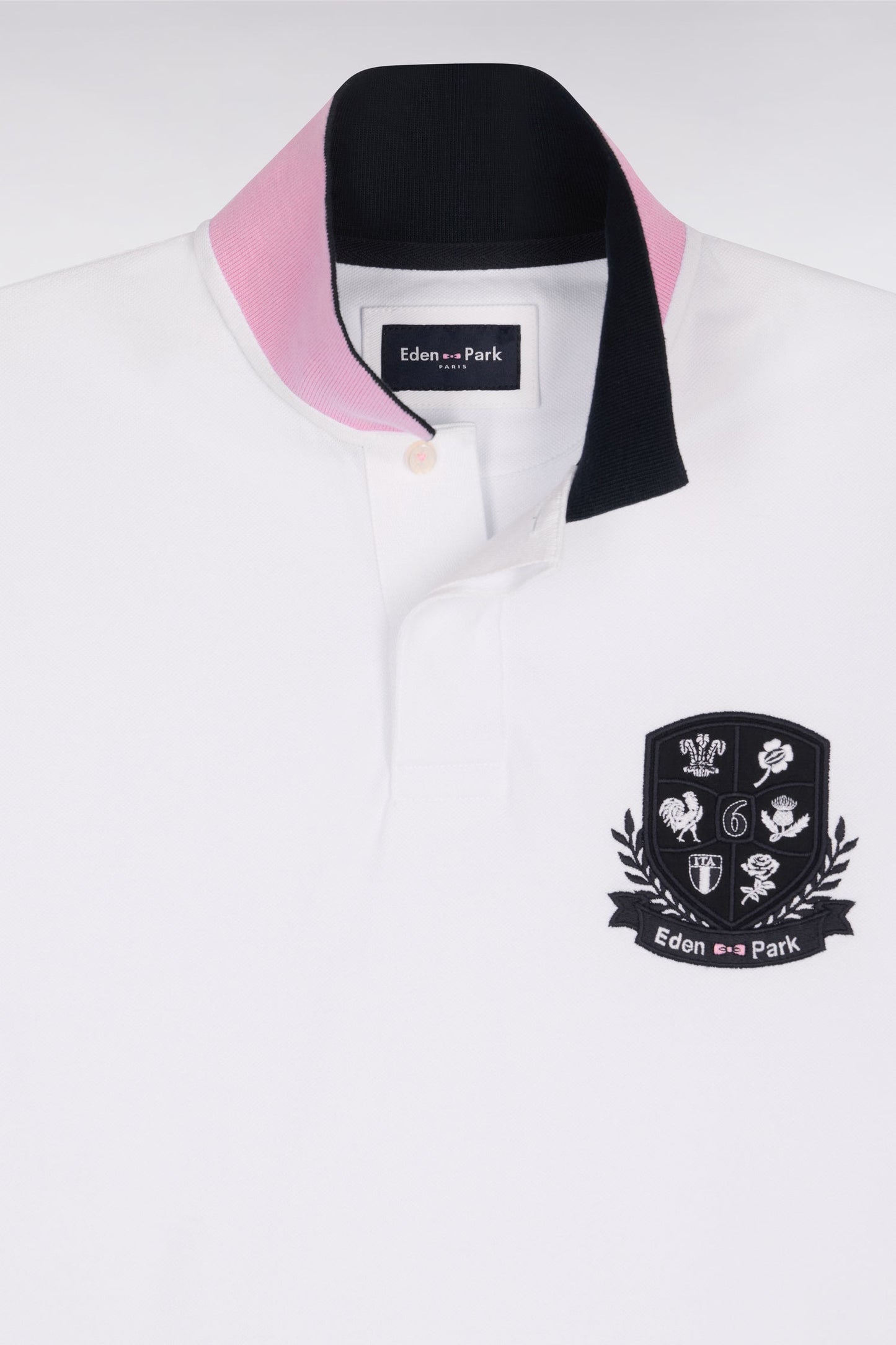 Polo à manches courtes 6 Nations en piqué coton blanc