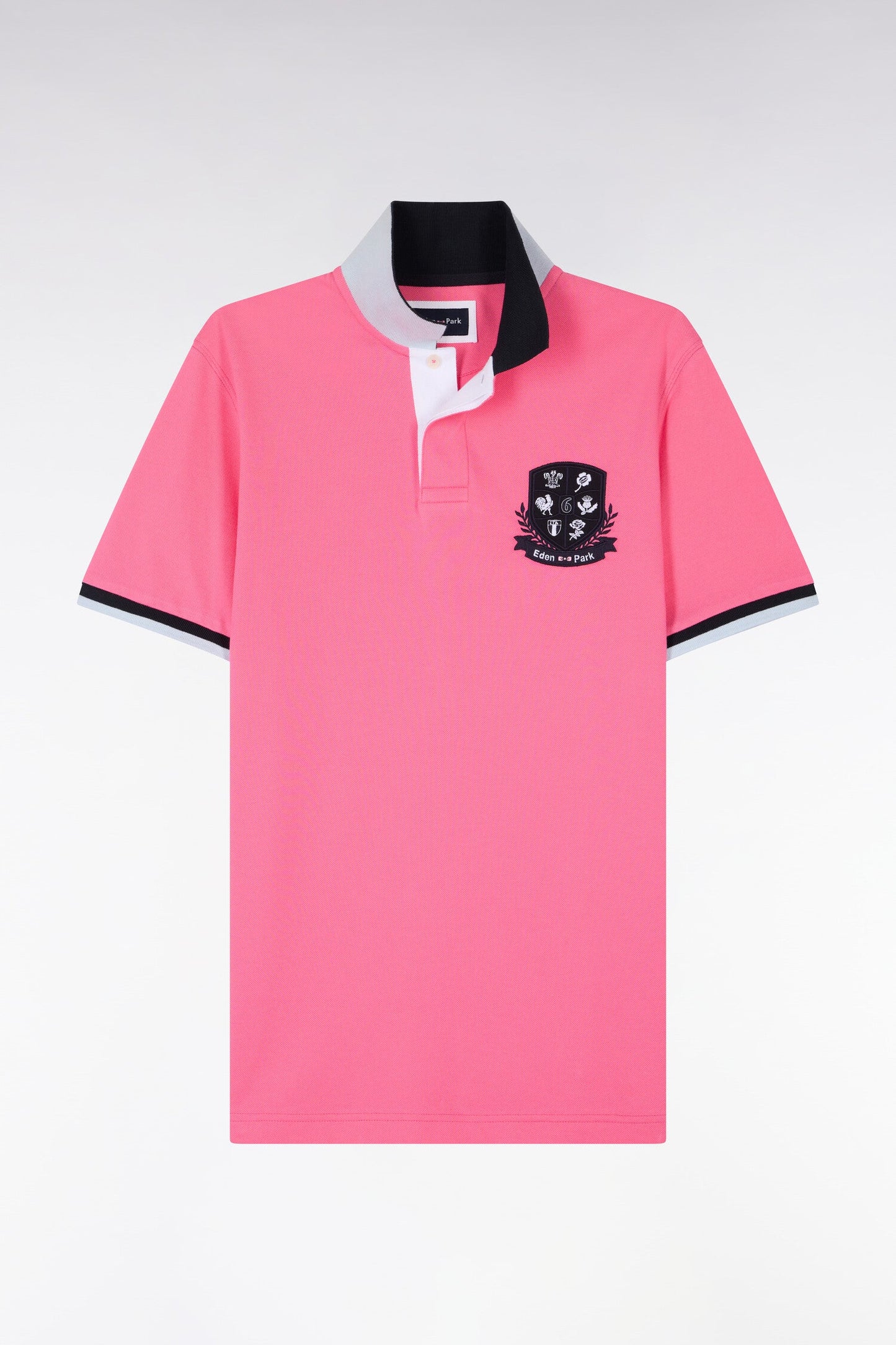Polo à manches courtes 6 Nations en piqué coton rose