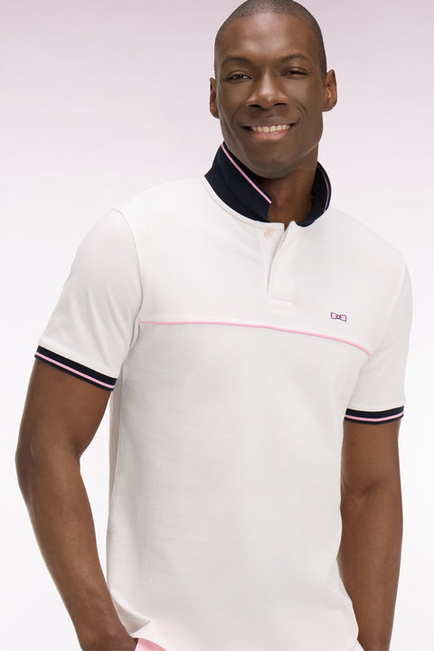Polo à manches courtes en piqué coton blanc - Image 1