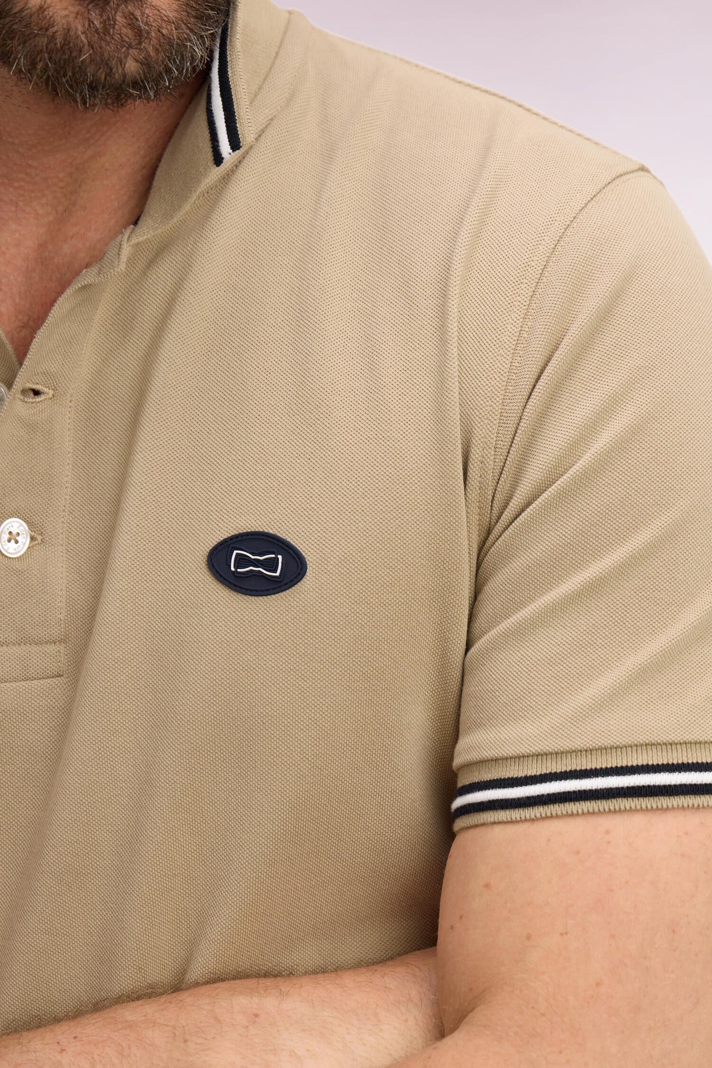 Polo à manches courtes en coton beige