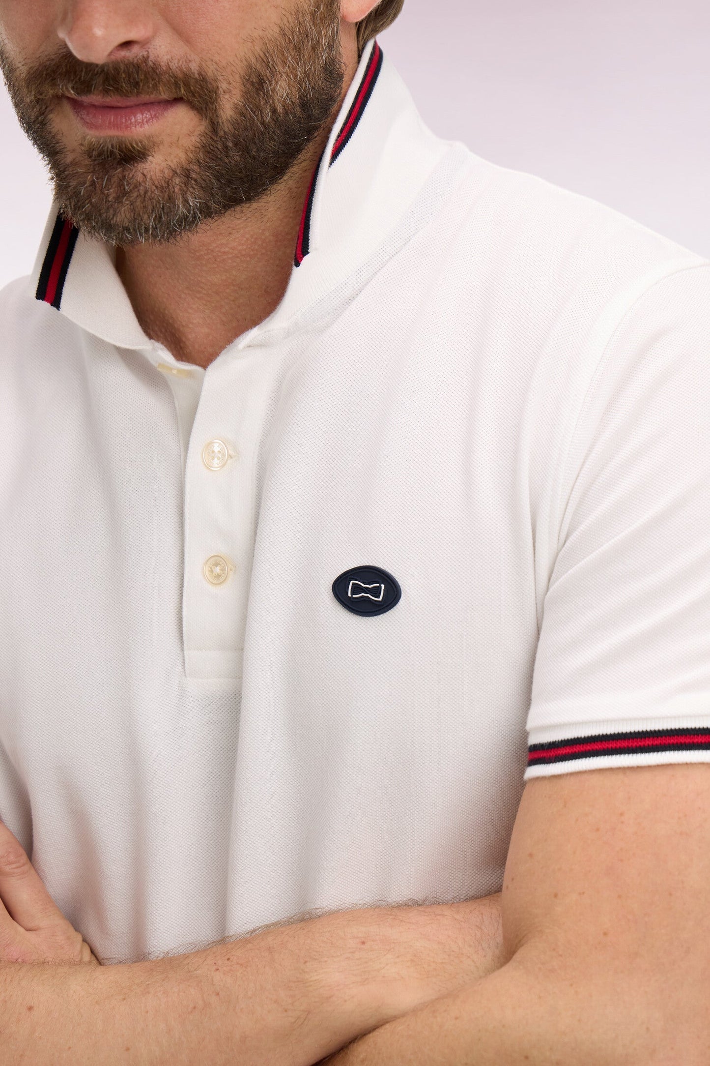 Polo à manches courtes en coton blanc