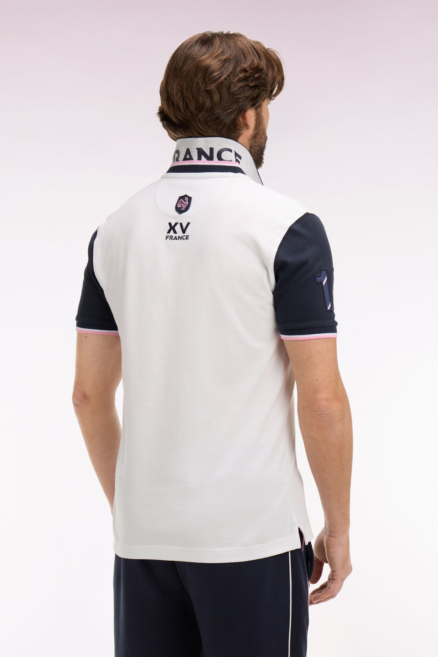 Polo à manches courtes XV de France en piqué coton blanc France