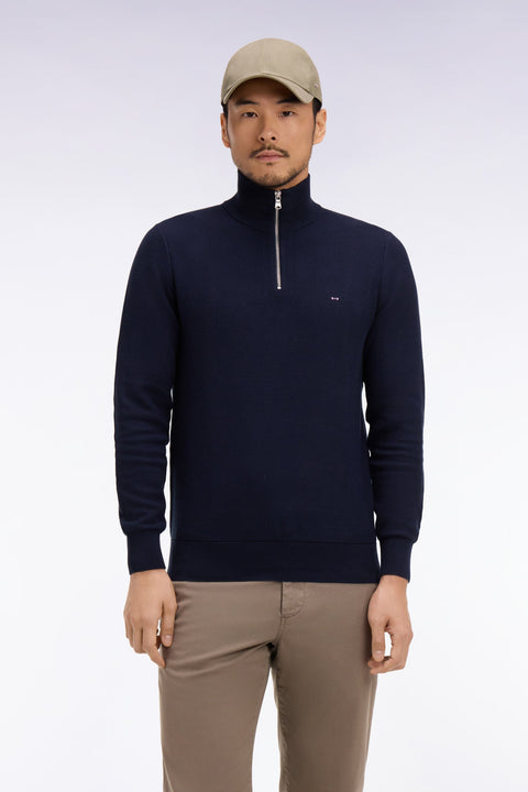 Pull col camionneur en coton marine - Image 3