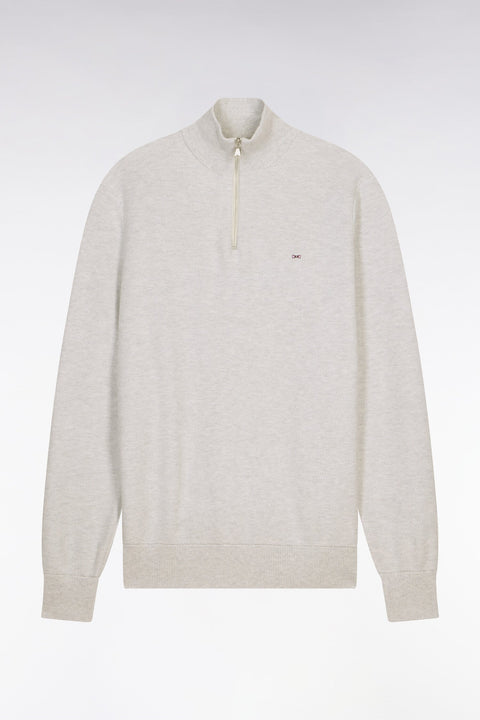 Pull col camionneur en coton gris clair - Image 2
