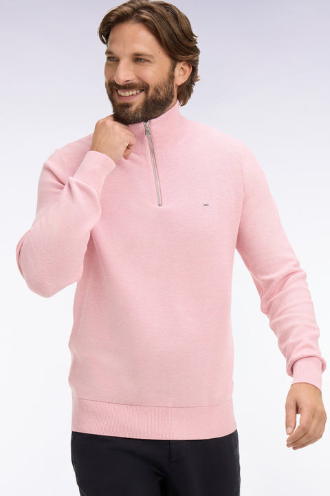 Pull col camionneur en coton rose - Image 1