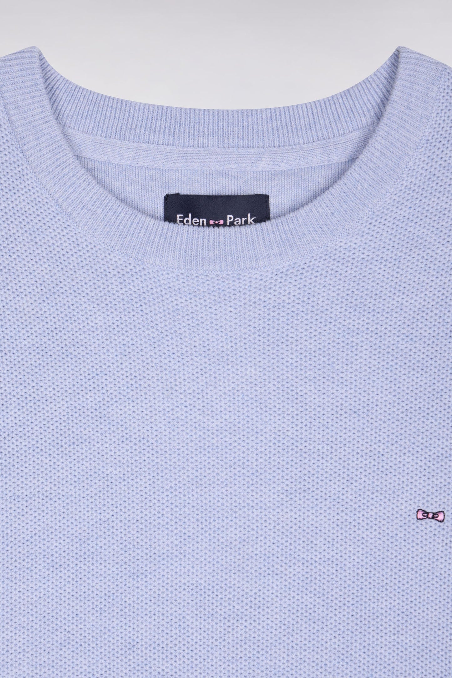 Pull col rond en coton ciel