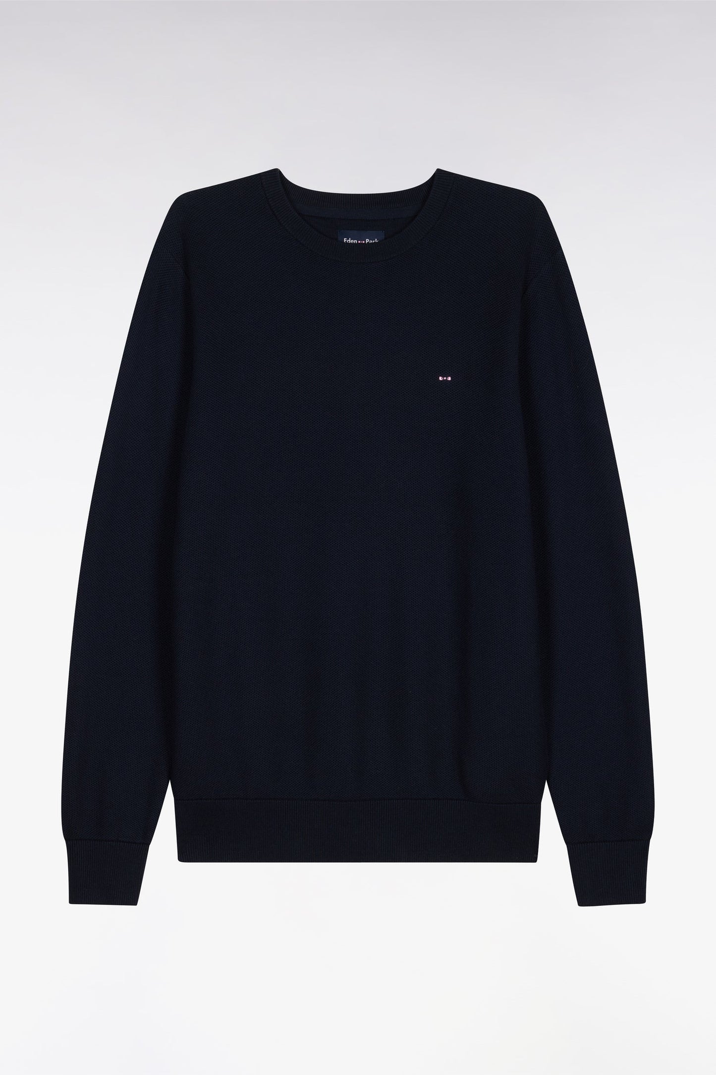 Pull col rond en coton marine