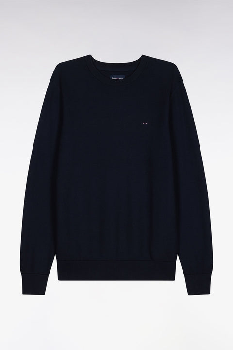 Pull col rond en coton marine - Image 2