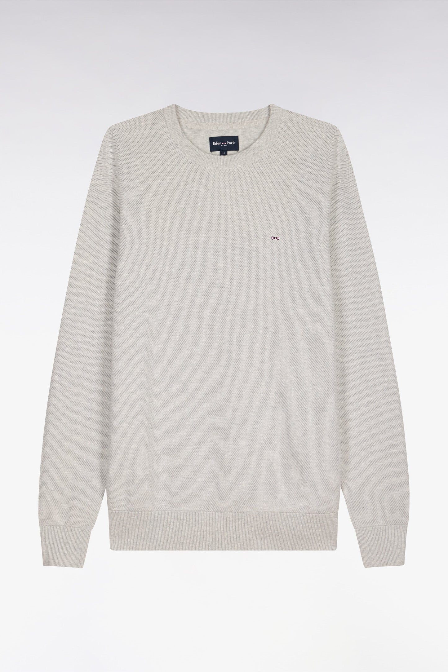 Pull col rond en coton gris clair