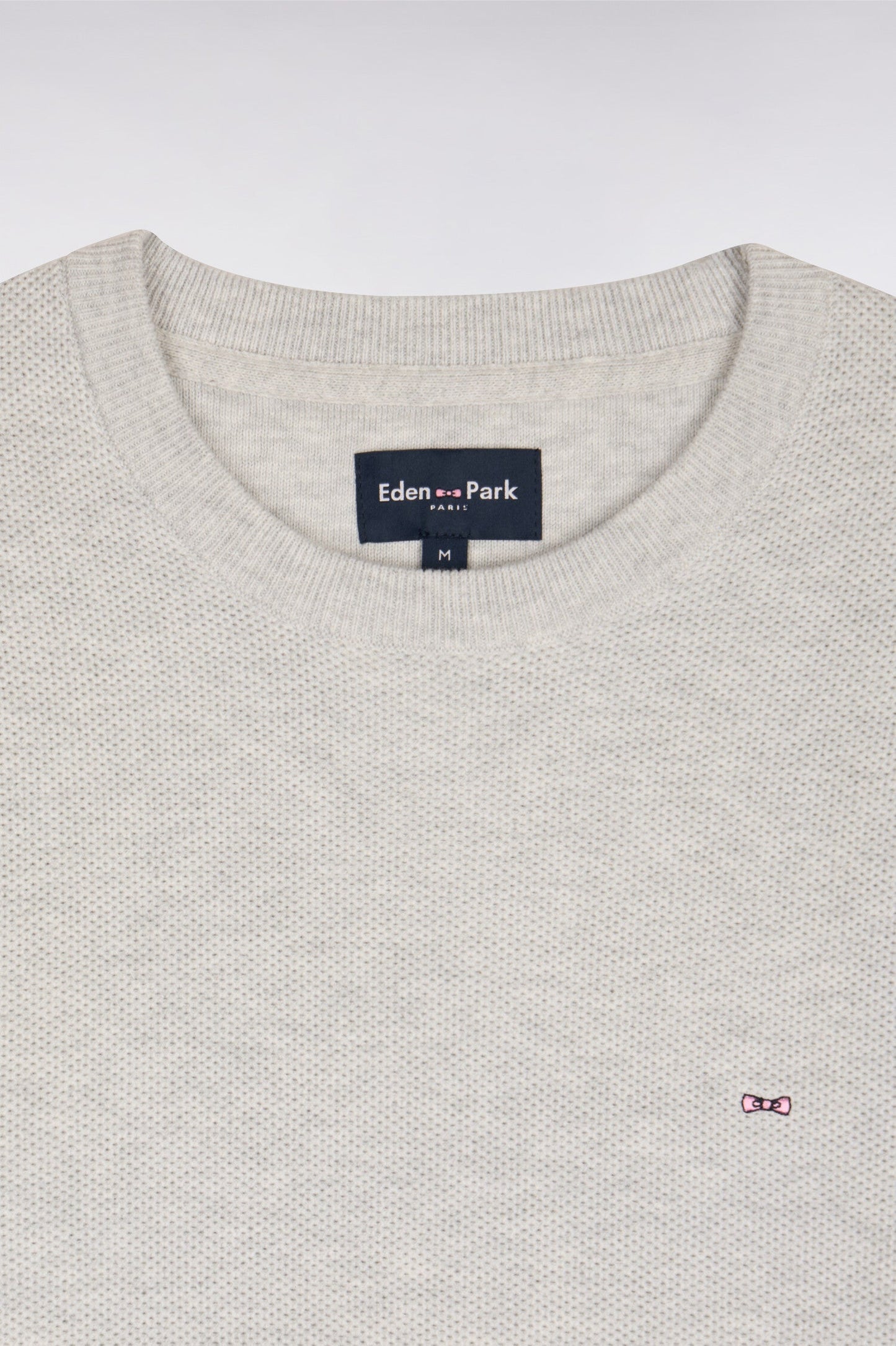 Pull col rond en coton gris clair
