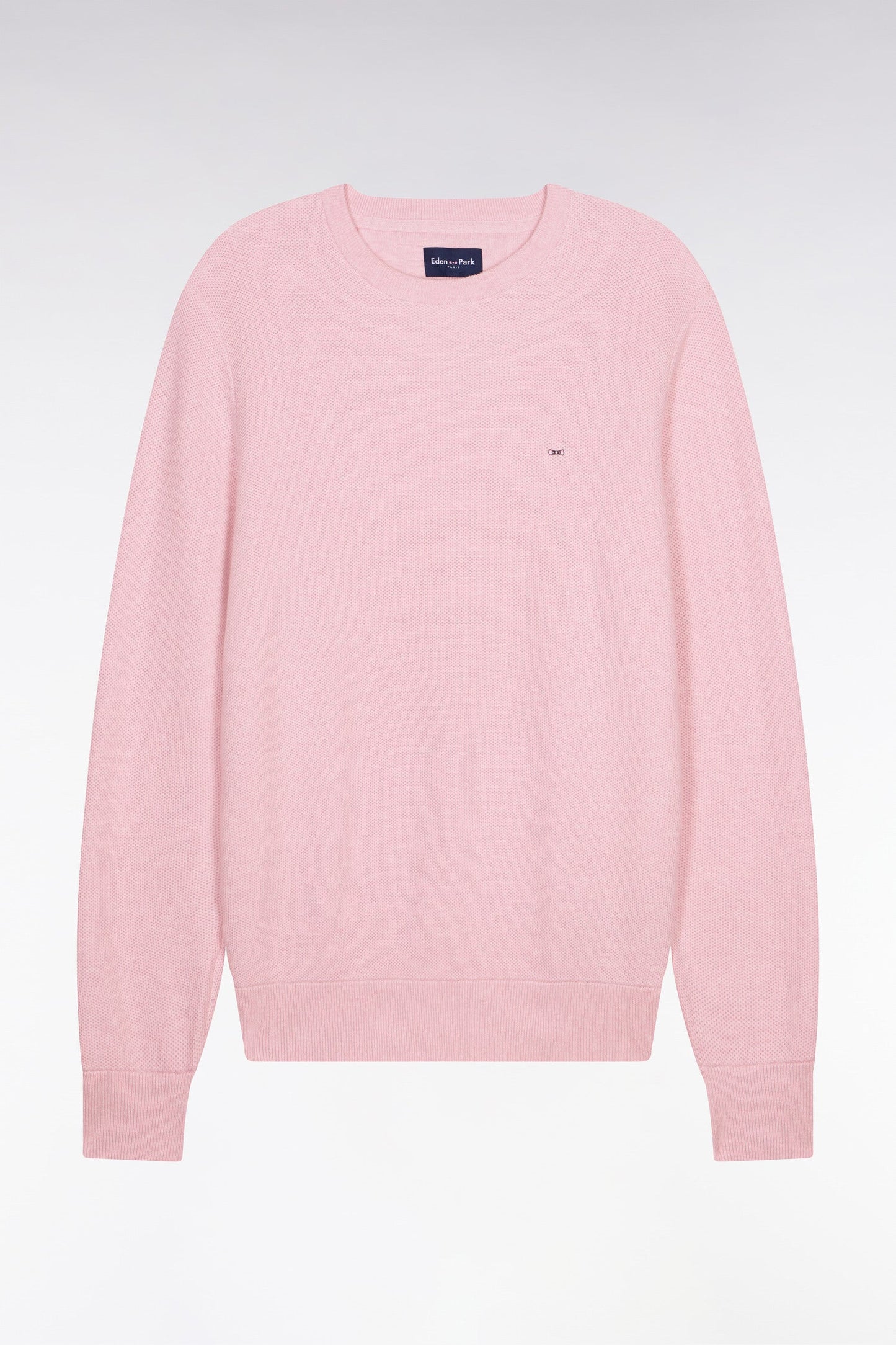 Pull col rond en coton rose