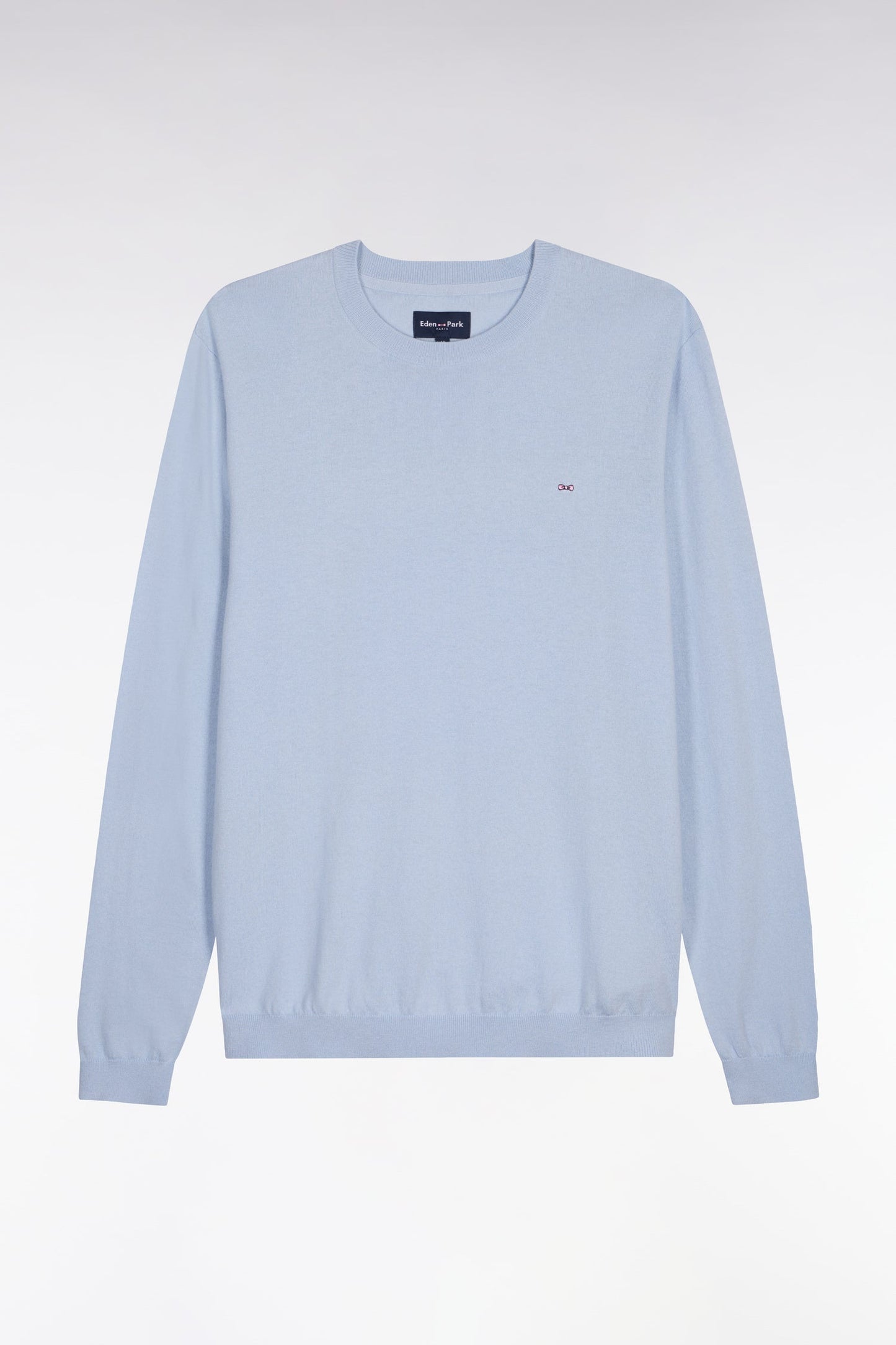 Pull col rond en coton et soie mélangés ciel