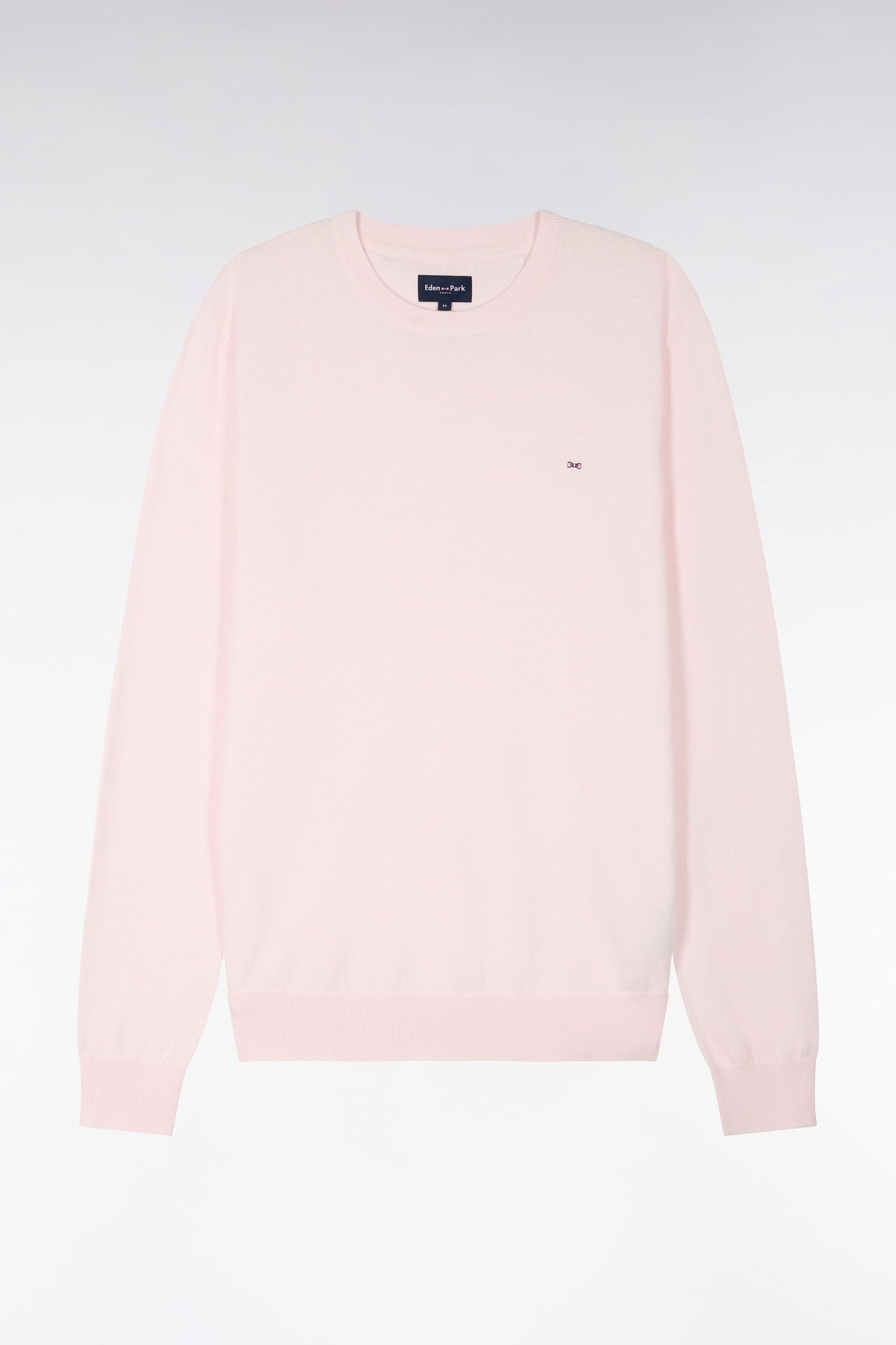 Pull col rond en coton et soie mélangés rose