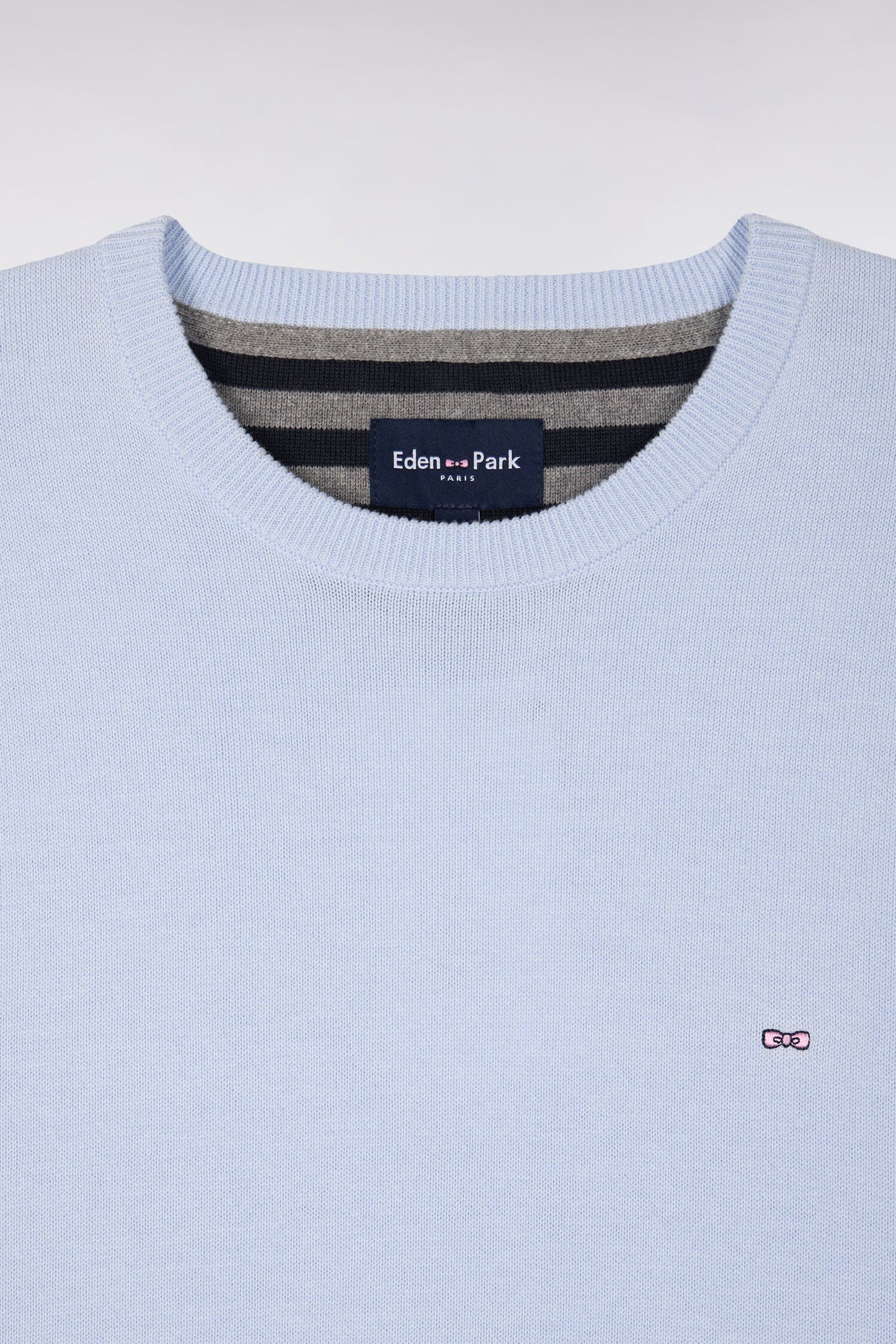Pull col rond en coton ciel