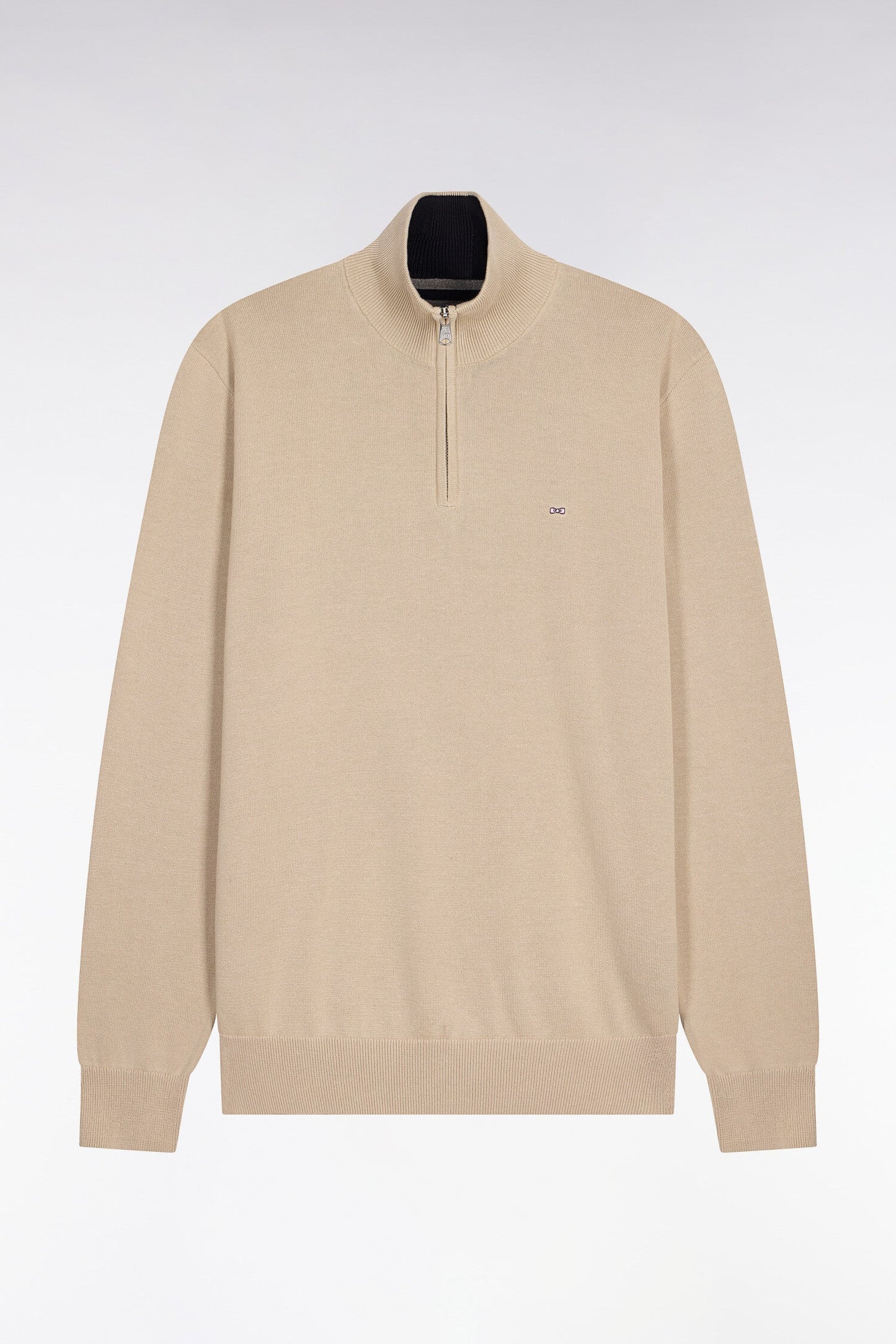 Pull col camionneur en coton beige