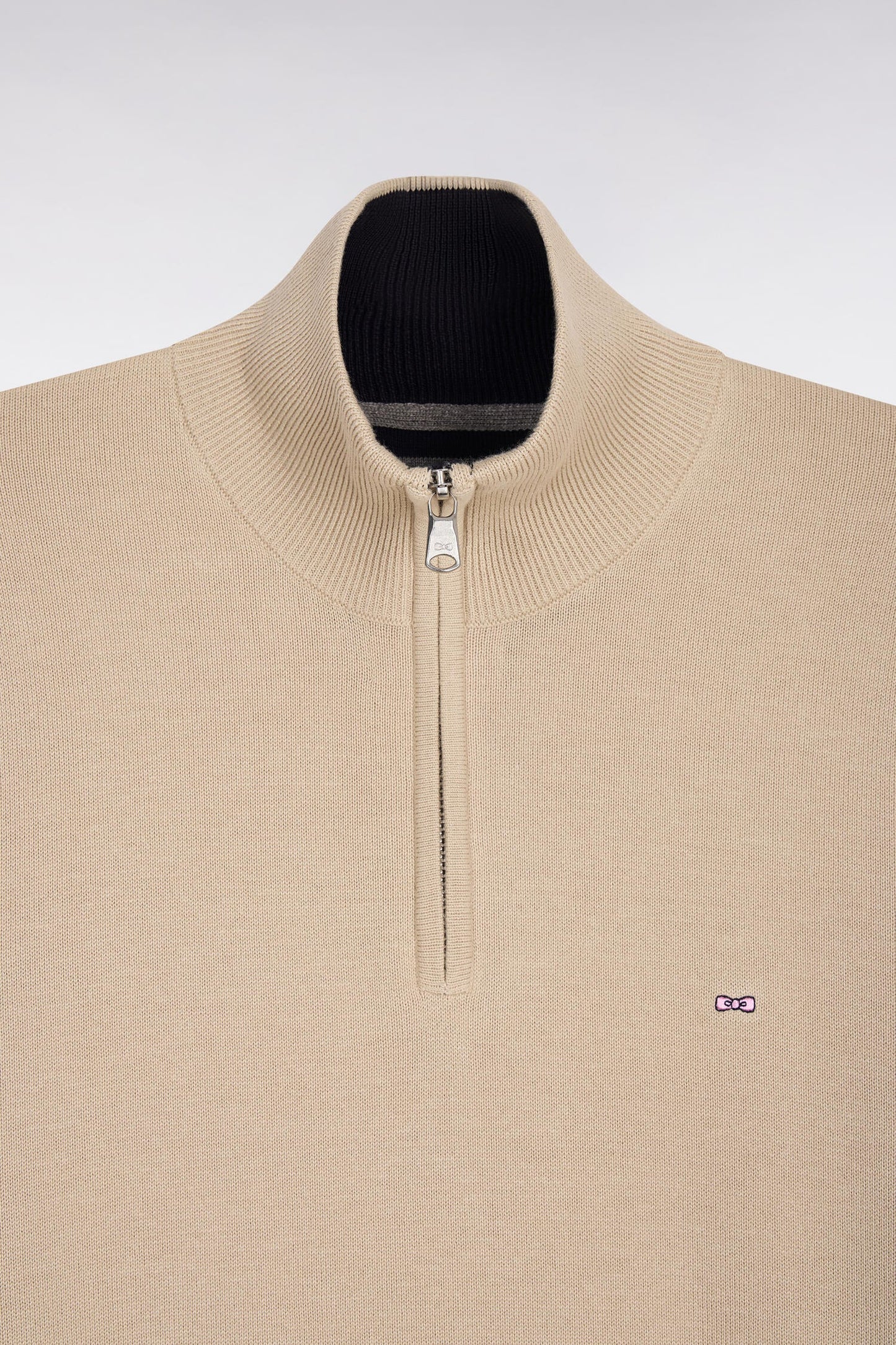 Pull col camionneur en coton beige