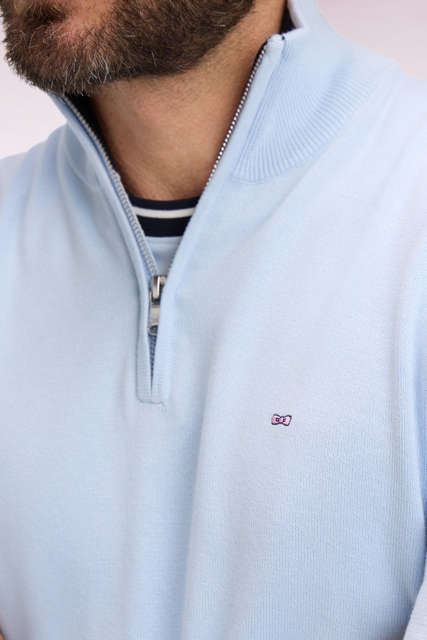 Pull col camionneur en coton ciel