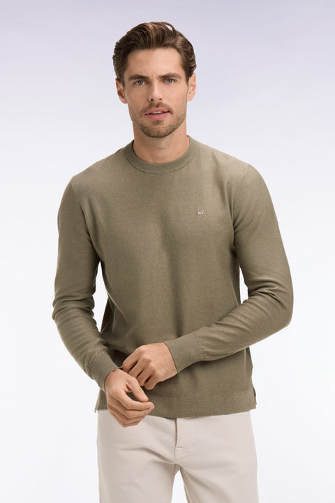 Pull col rond en coton et lyocell mélangés marron - Image 3