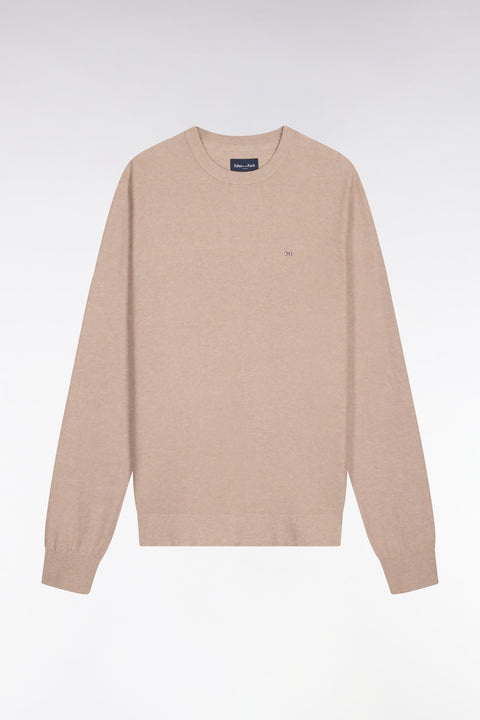 Pull col rond en coton et lyocell mélangés beige - Image 2