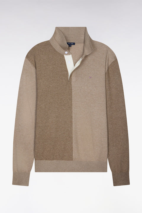 Pull col maillot en coton et lyocell mélangés beige - Image 2