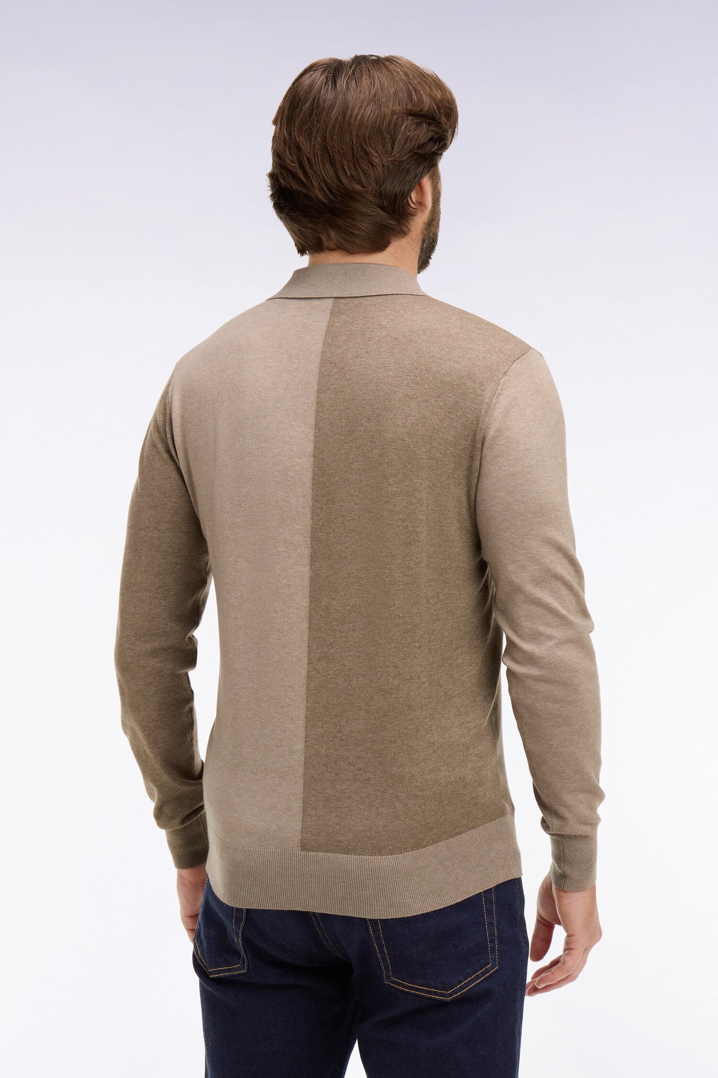 Pull col maillot en coton et lyocell mélangés beige