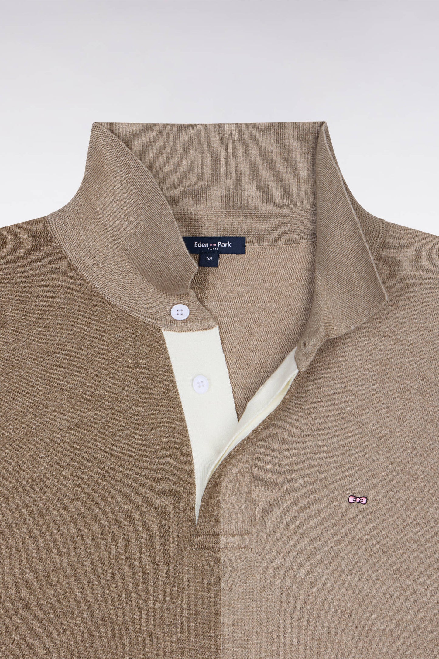 Pull col maillot en coton et lyocell mélangés beige