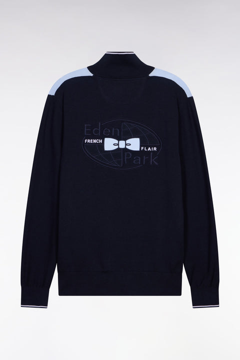 Pull à col maillot en coton ciel brodé - Image 2