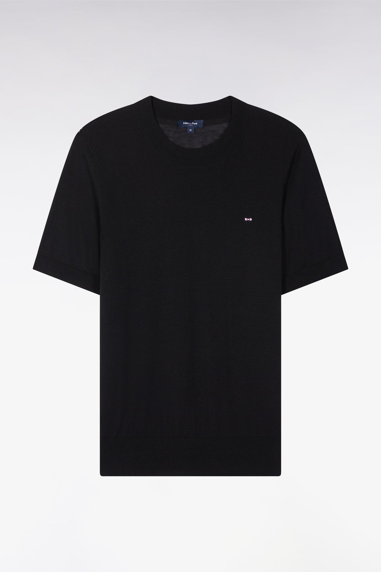Pull à manches courtes noir coupe regular
