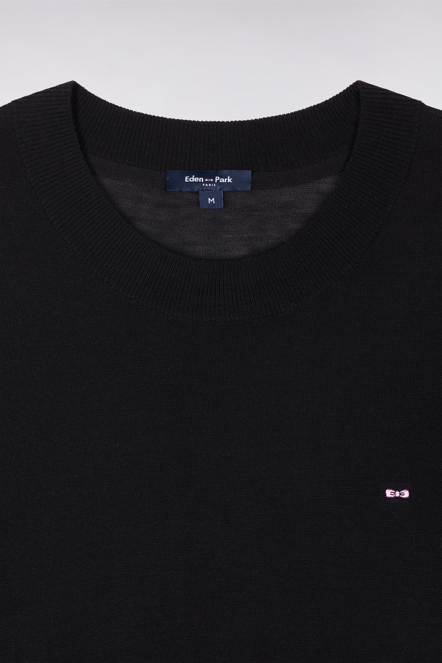 Pull à manches courtes noir coupe regular