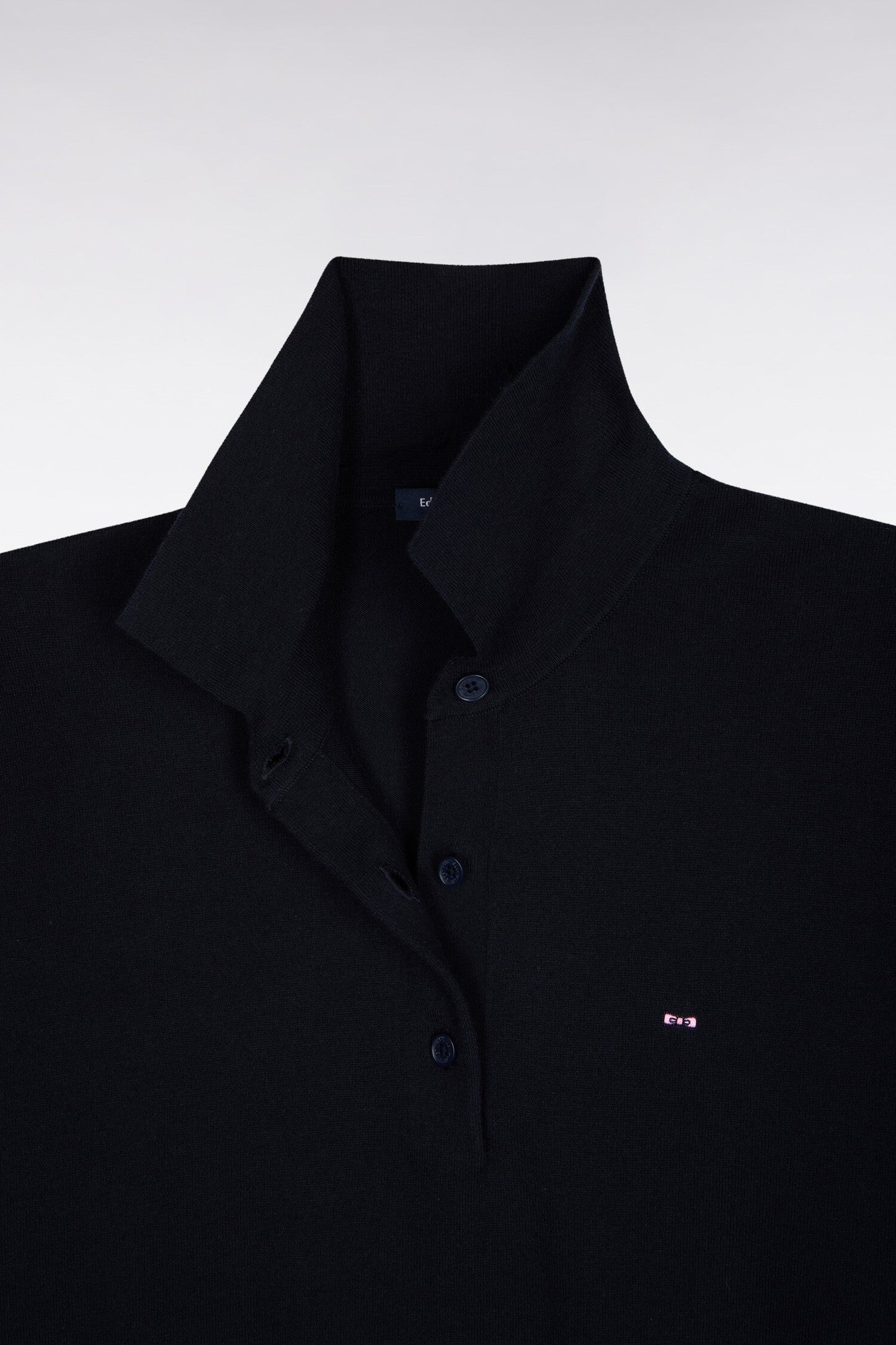Pull polo à manches courtes en coton et soie mélangés marine coupe regular