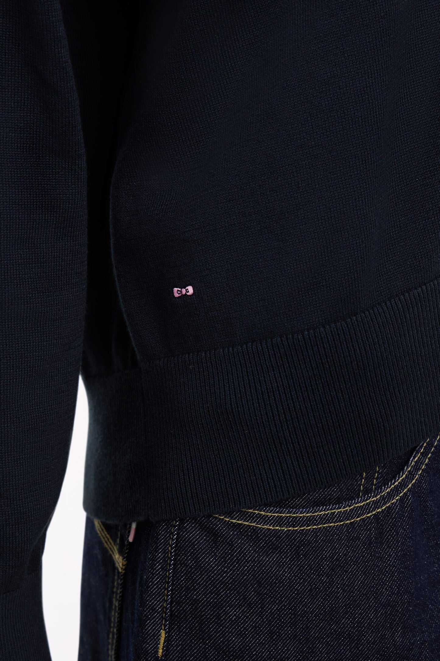 Pull-over à col V en coton marine coupe oversized
