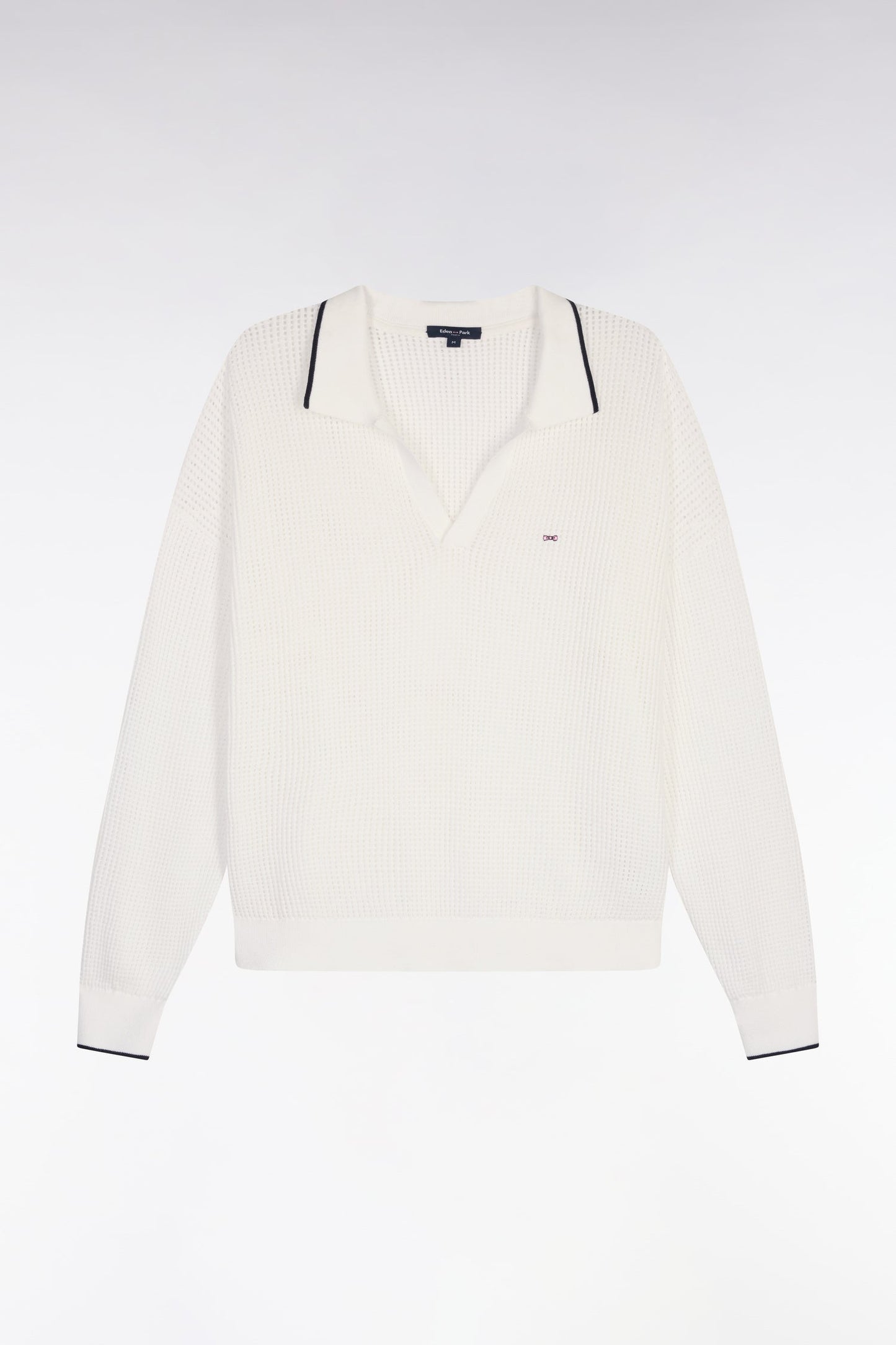 Pull col polo en coton blanc