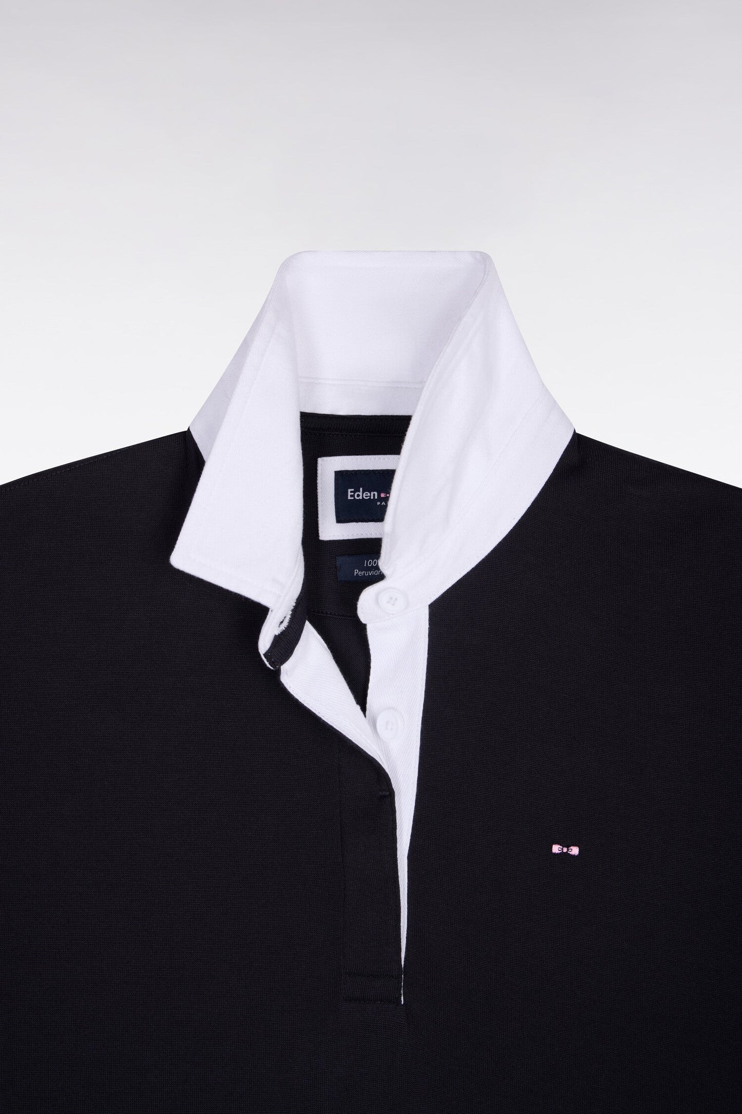 Robe polo en coton marine à col blanc