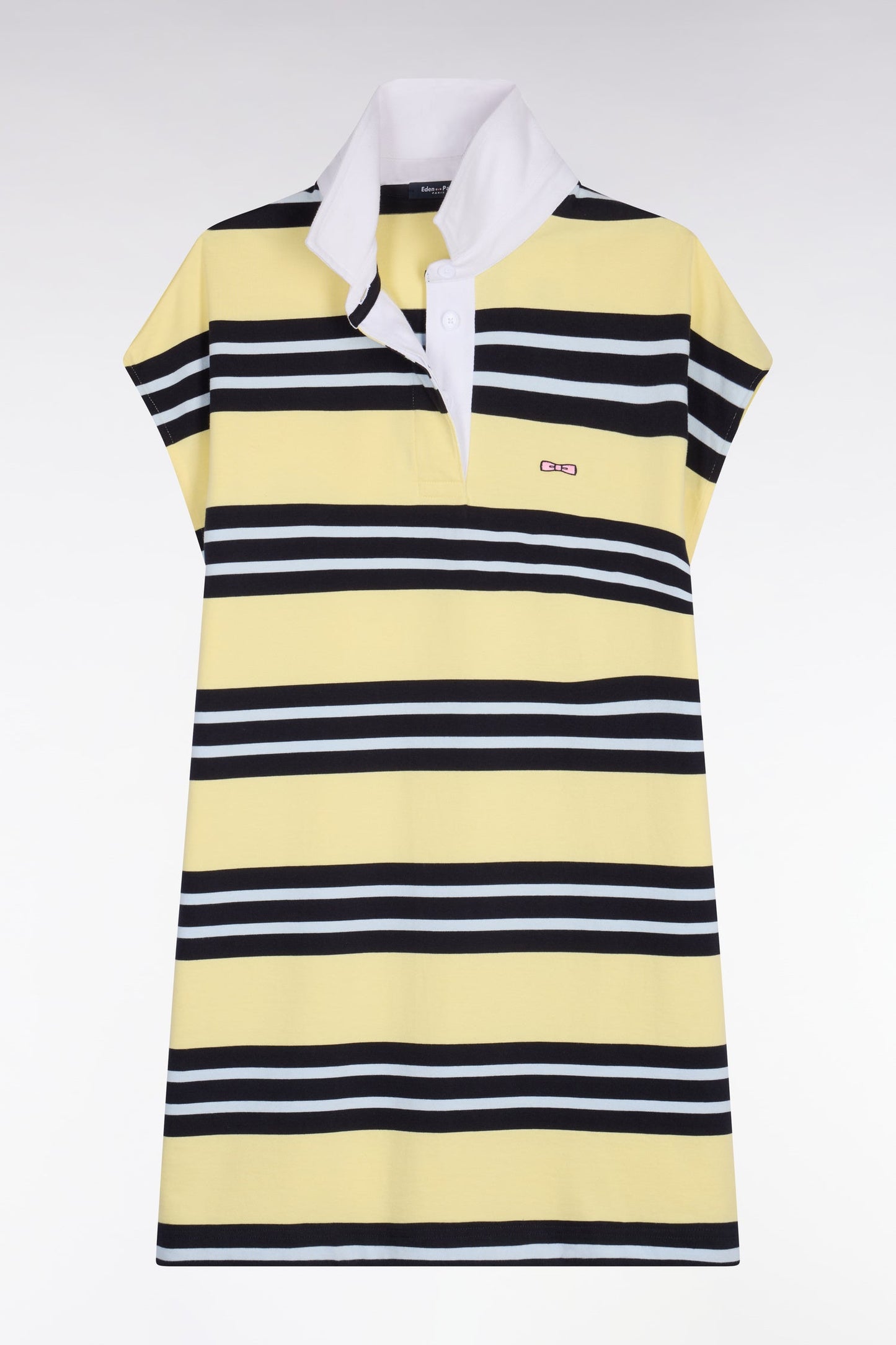 Robe maillot rayée en coton jaune et marine coupe oversized