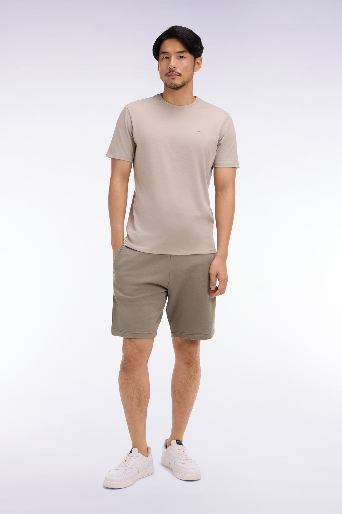 Short en molleton coton kaki