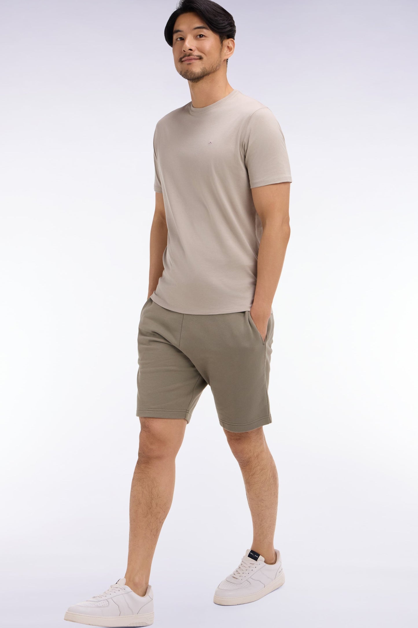 Short en molleton coton kaki