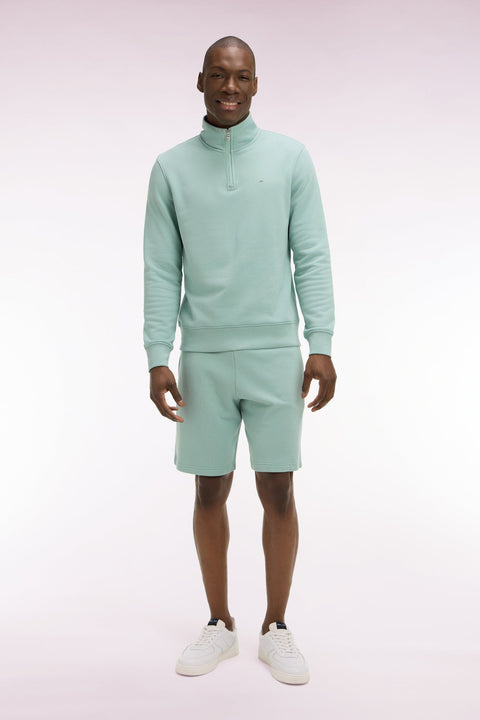 Short en molleton coton vert d'eau - Image 3