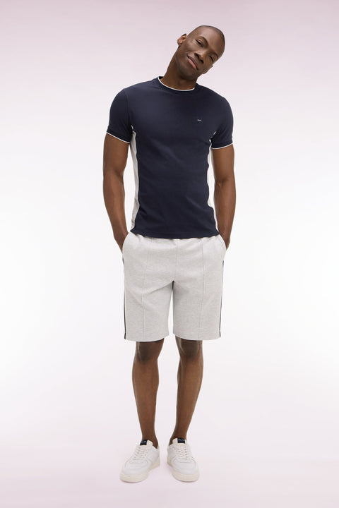 Short en interlock à découpes gris et blanc - Image 3