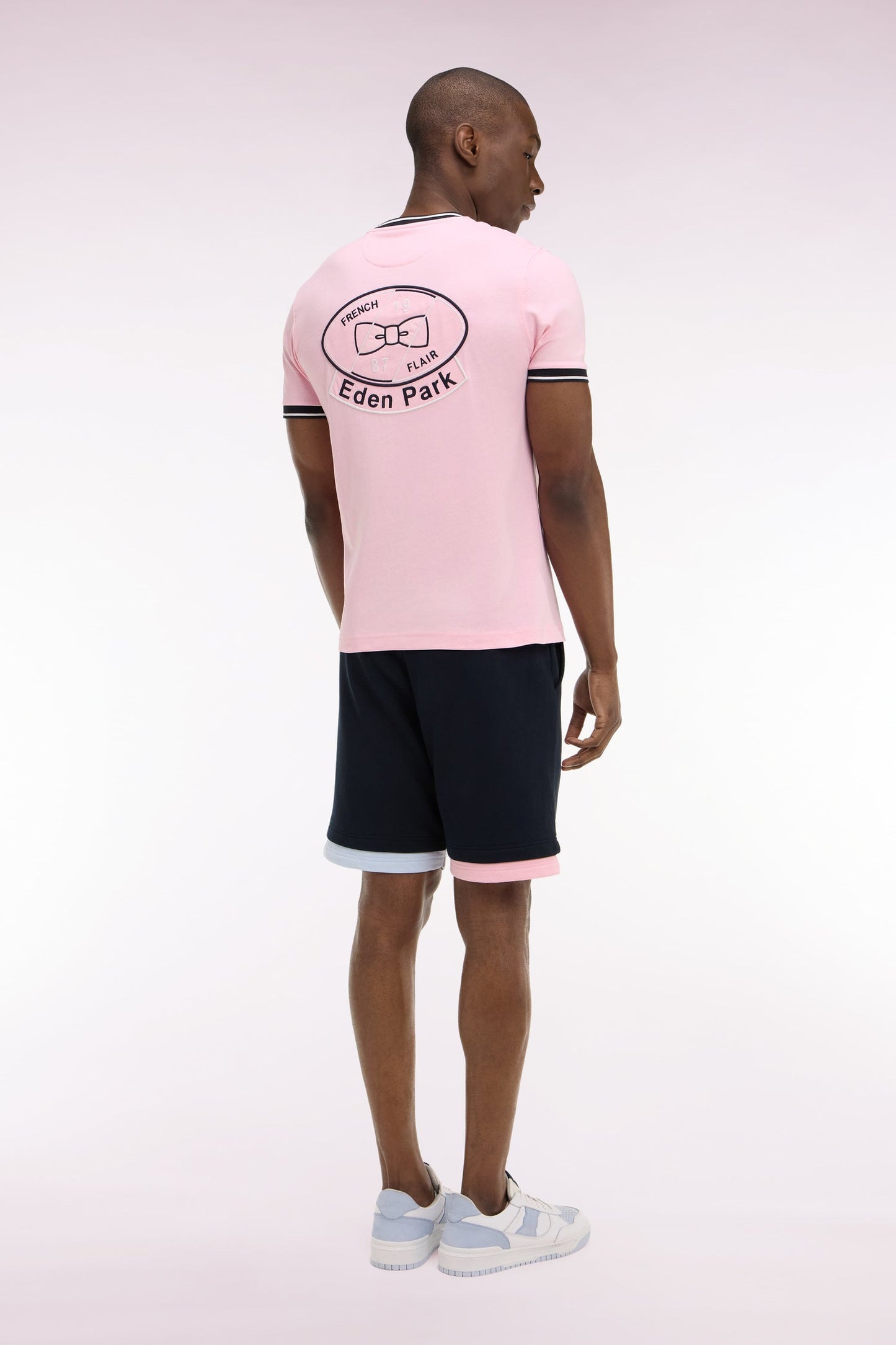Short en molleton coton marine à bordures contrastées