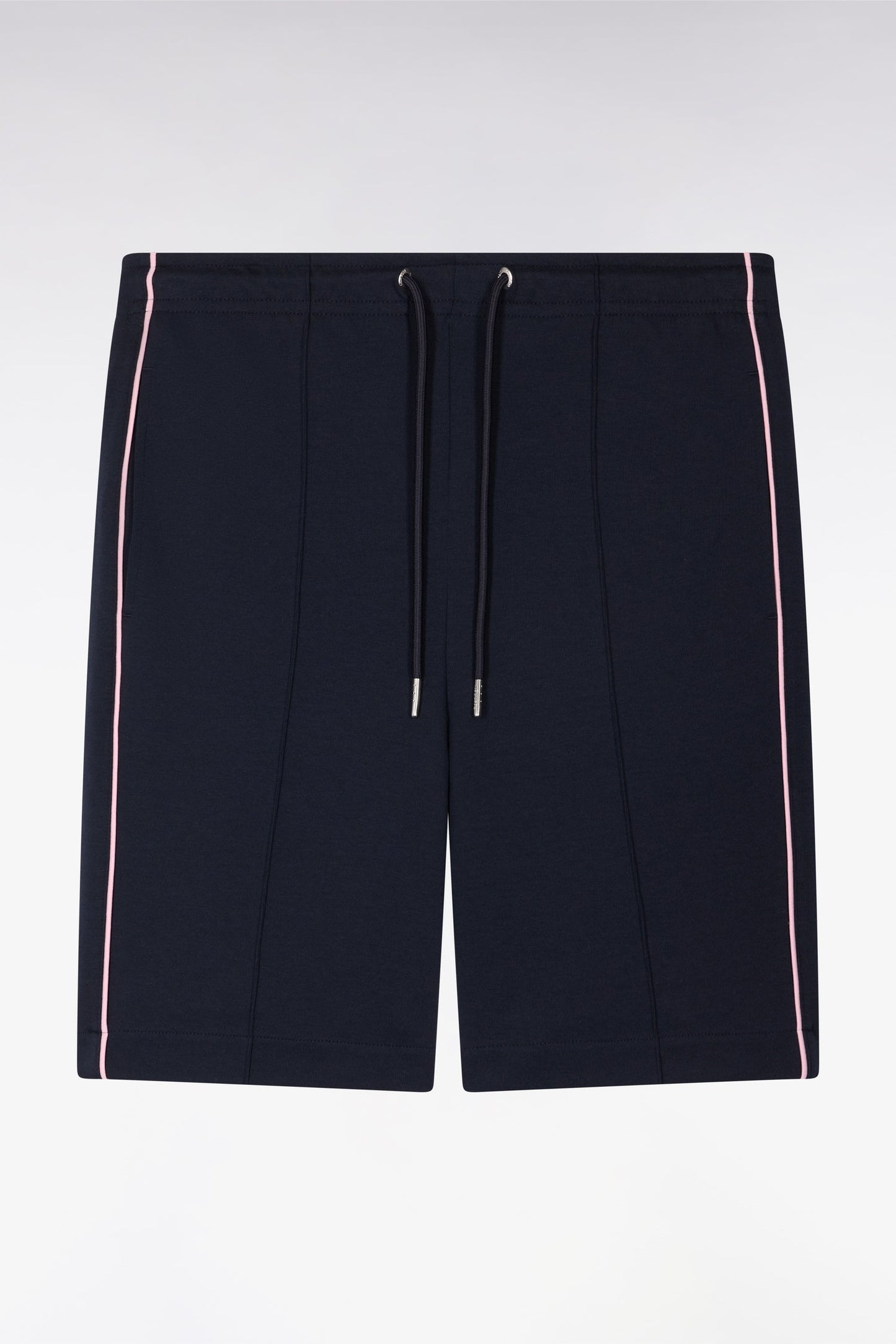 Short en molleton marine passepoils roses