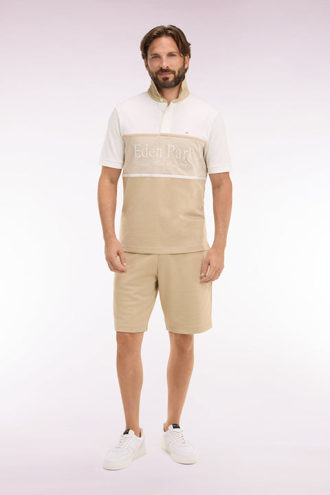 Short en molleton coton beige à broderie blason - Image 3