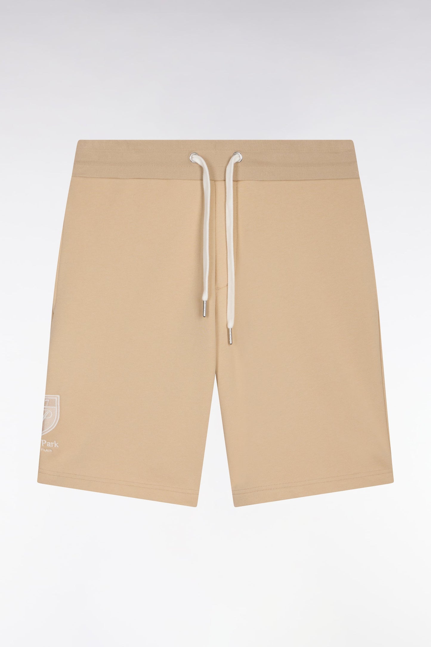 Short en molleton coton beige à broderie blason