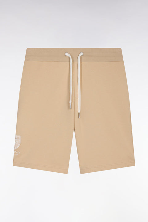 Short en molleton coton beige à broderie blason - Image 2