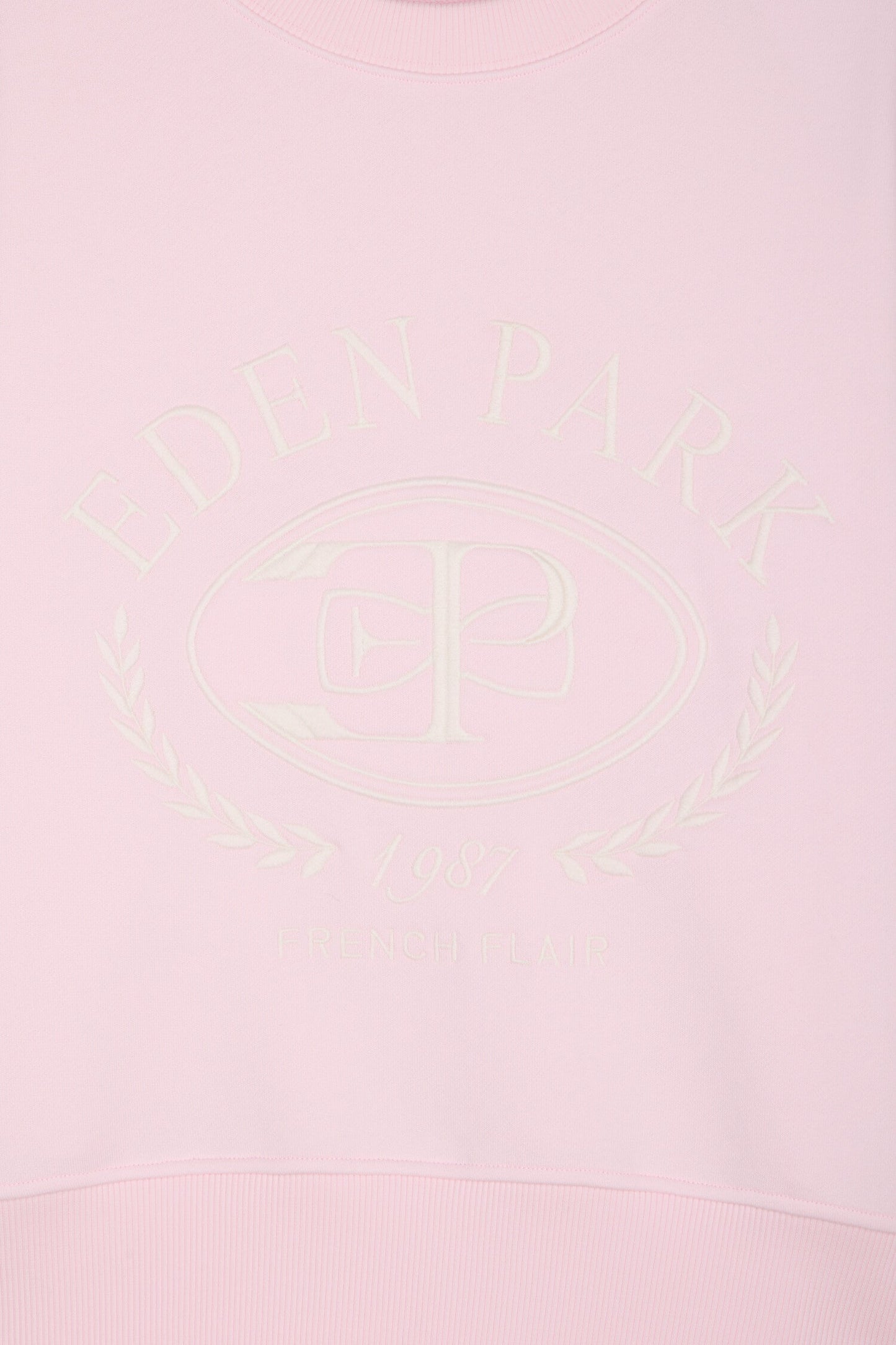 Sweatshirt en coton rose brodé coupe relaxed