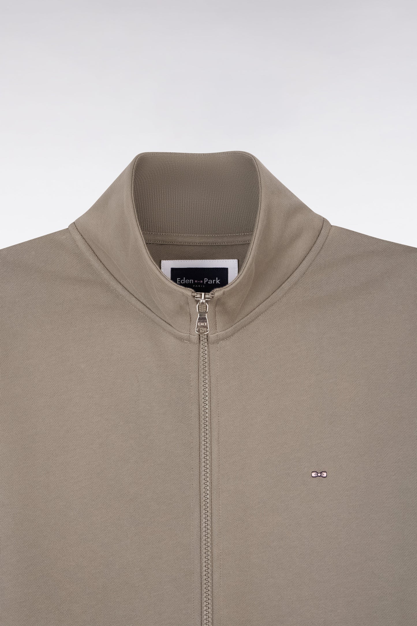 Sweatshirt zippé en molleton coton beige
