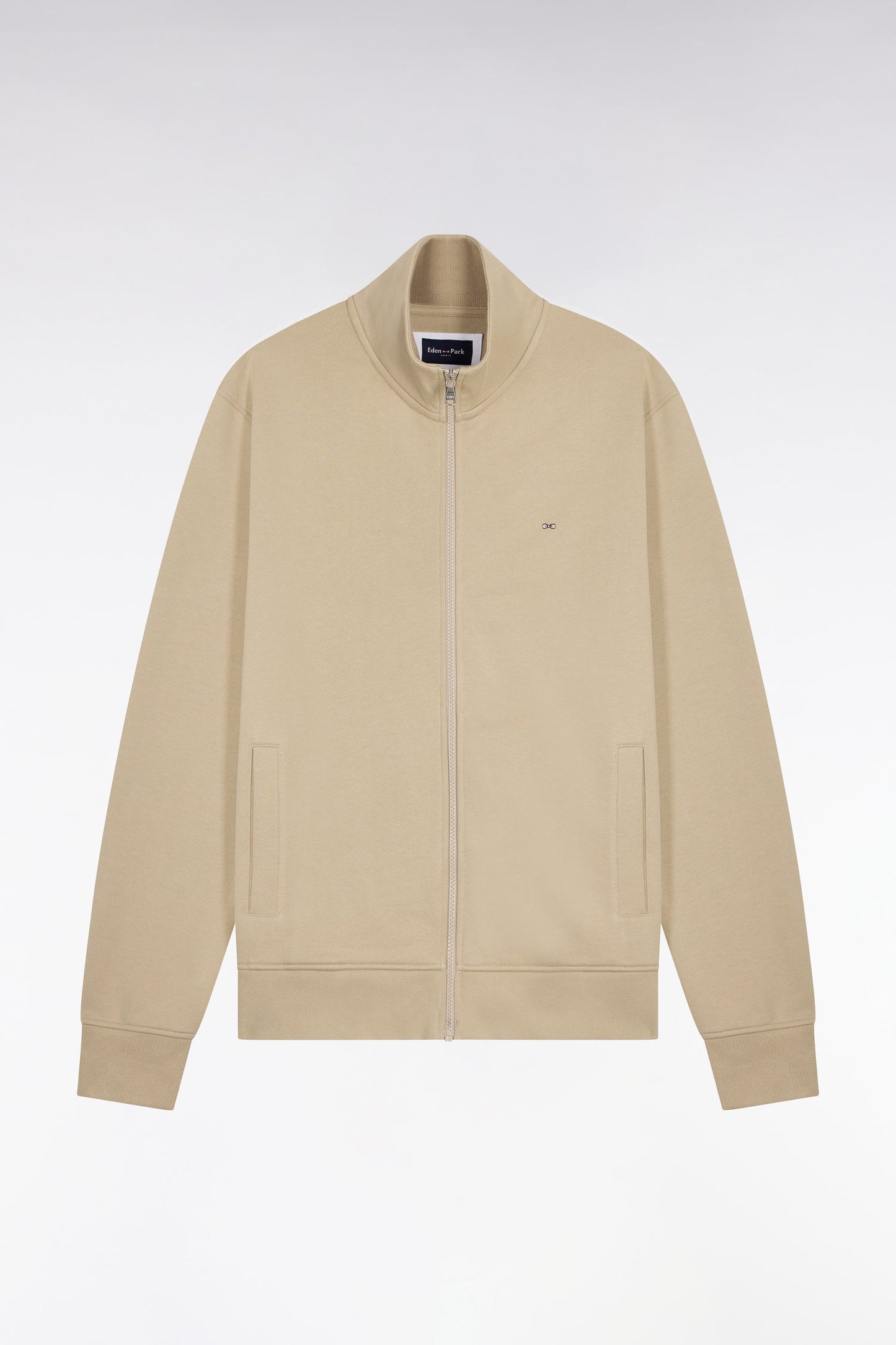 Sweatshirt zippé en molleton coton beige