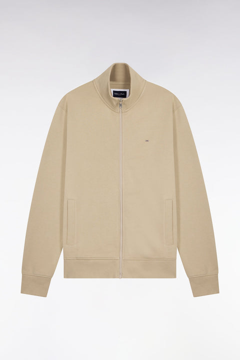 Sweatshirt zippé en molleton coton beige - Image 2