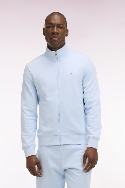 Sweatshirt zippé en molleton coton bleu ciel - Image 3