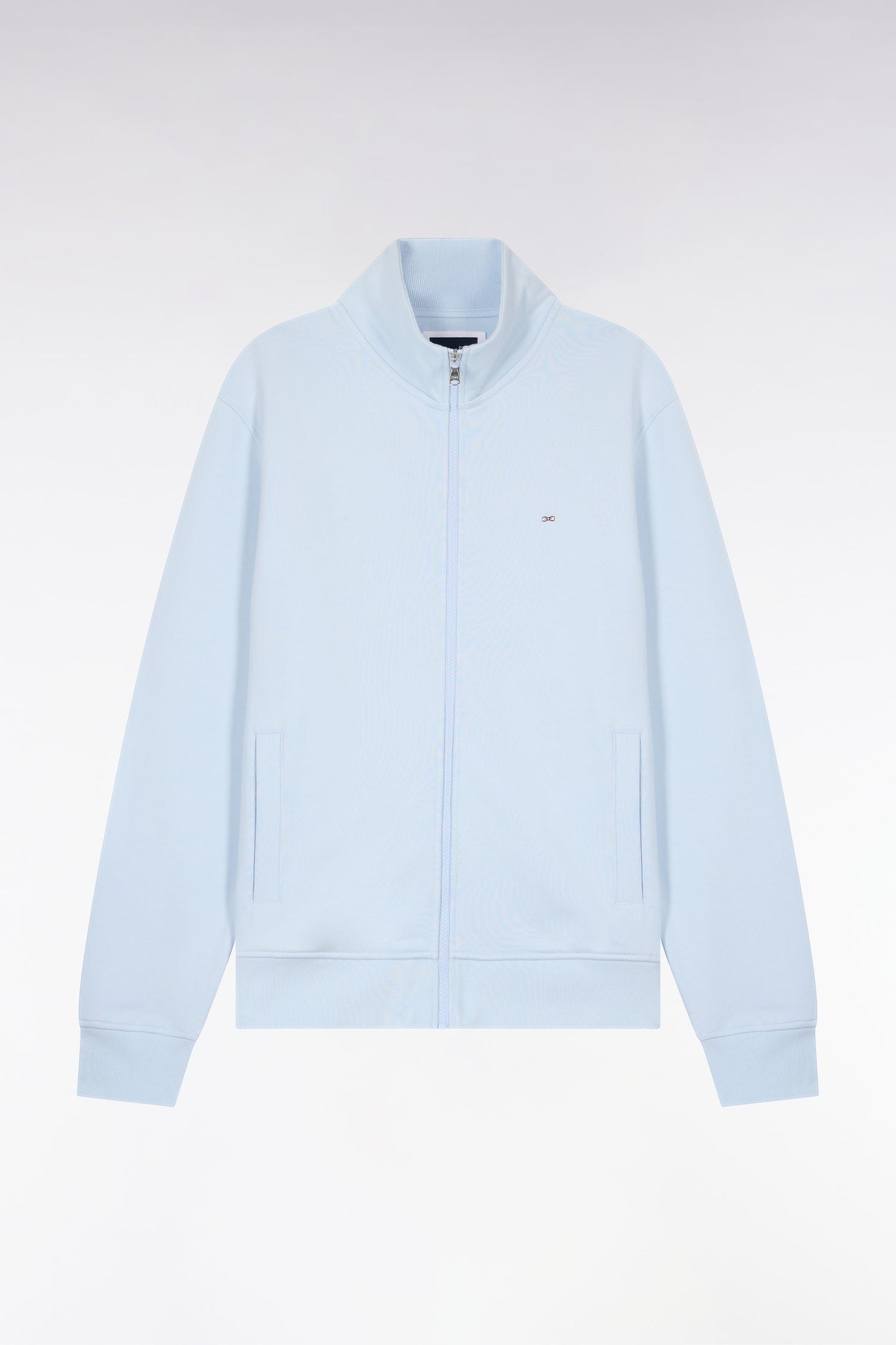 Sweatshirt zippé en molleton coton bleu ciel