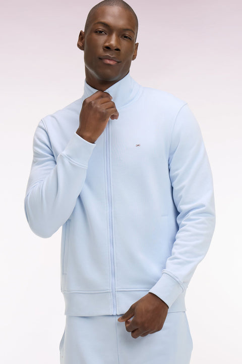 Sweatshirt zippé en molleton coton bleu ciel - Image 1